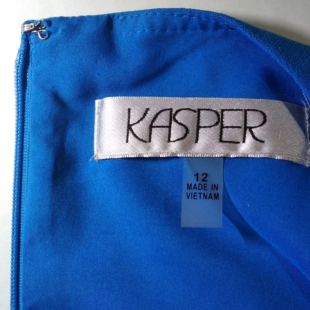 Kasper women's crew neck sleeveless blue dress - Picture 5 of 9